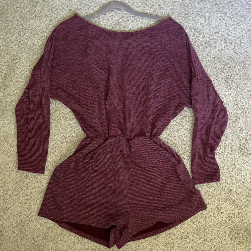 Off the shoulder maroon romper onesie